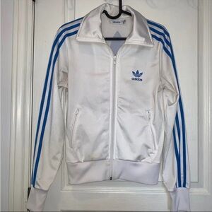 Adidas white & blue track jacket